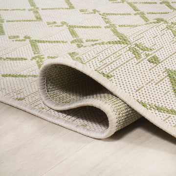 Ourika Moroccan Geometric Textured Weave Indoor/outdoor Round Rug